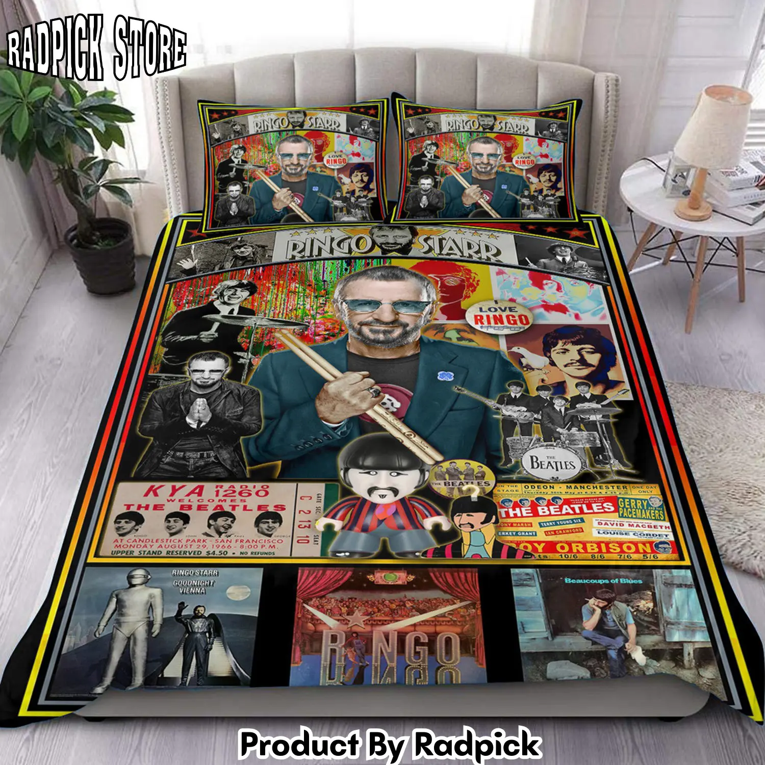 Radpick the beatles ringo starr all over printed bedding set q220204 rp3271383